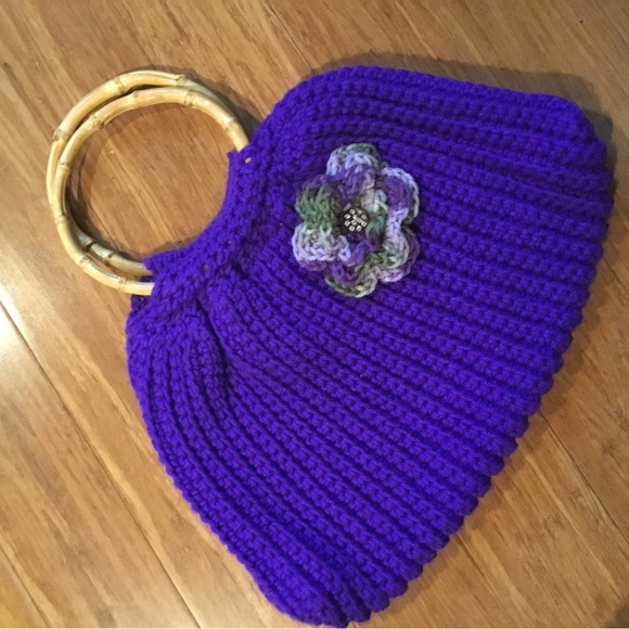 Handbags - Handmade Purple Crochet Handbag